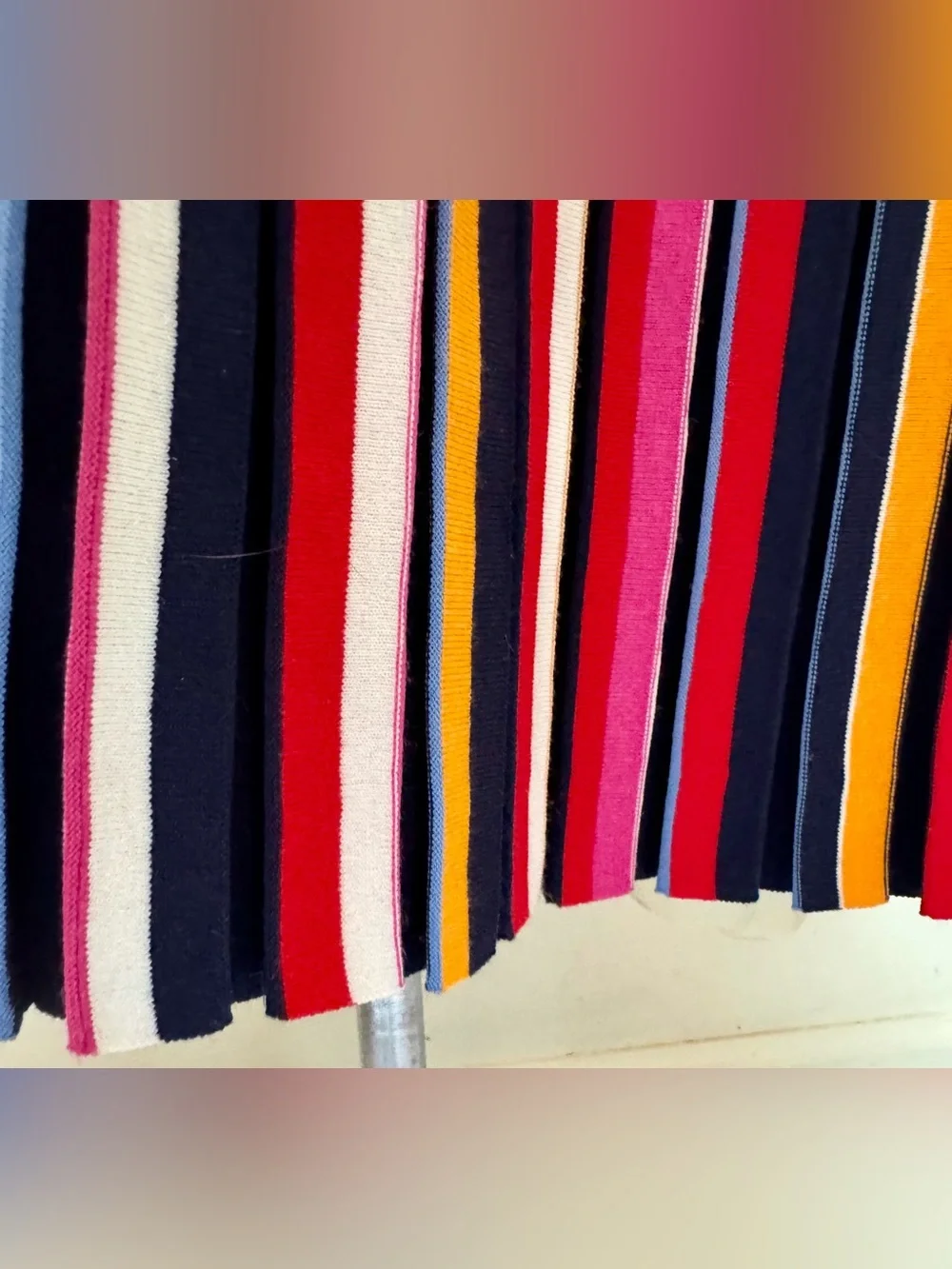 Tory burch Multi-Color RAINBOW 🌈Vertical Stripe pleated Midi Skirt rare!